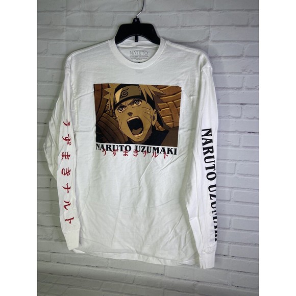 Naruto Uzumaki Long Sleeve White Graphic Print Tee T-Shirt Mens Size M - Picture 1 of 7